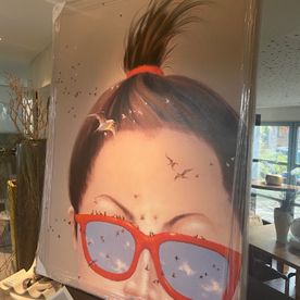 Leinwand "Frau mit roter Brille" 90 x 120cm
